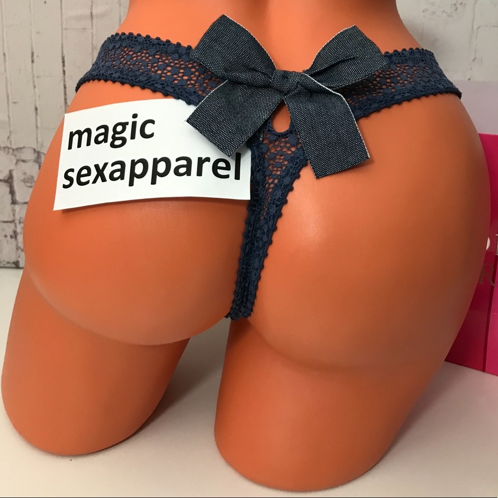 VS XS S M L XL DREAM ANGELS BOW THONG PANTY DENIM